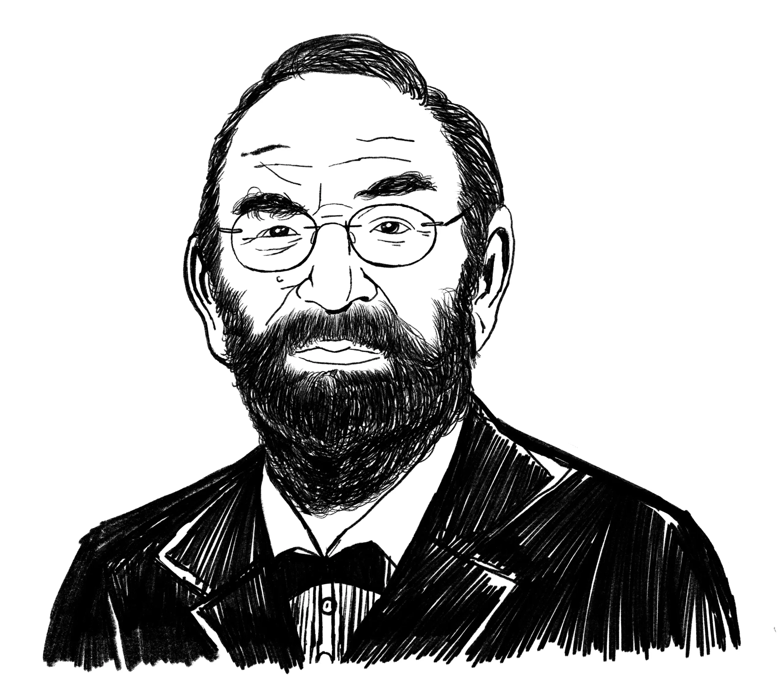 Ritratto a china di Renato Carpentieri illustrato per la rivista di critica teatrale La Falena