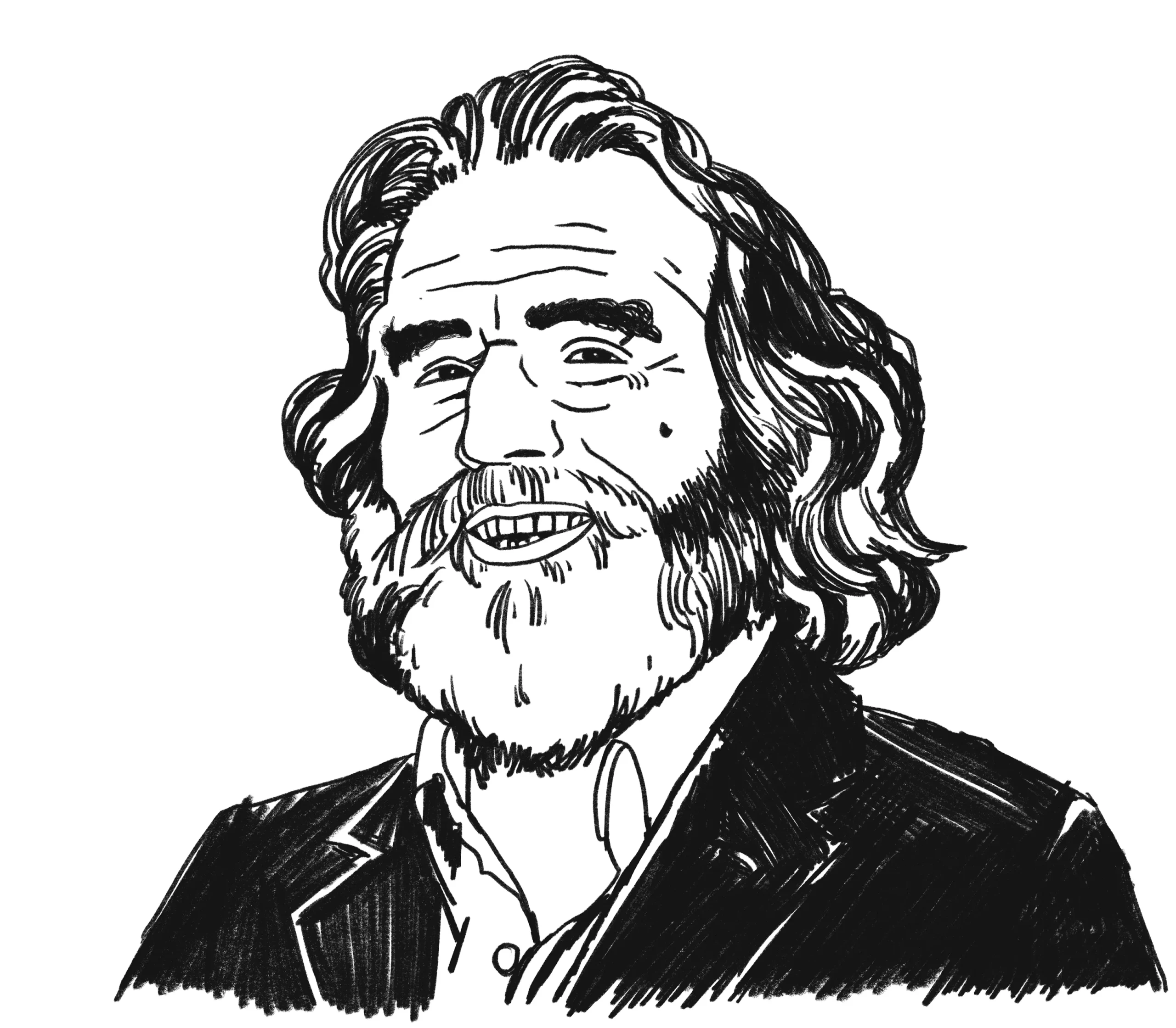Ritratto a china di Mimmo Cuticchio illustrato per la rivista di critica teatrale La Falena