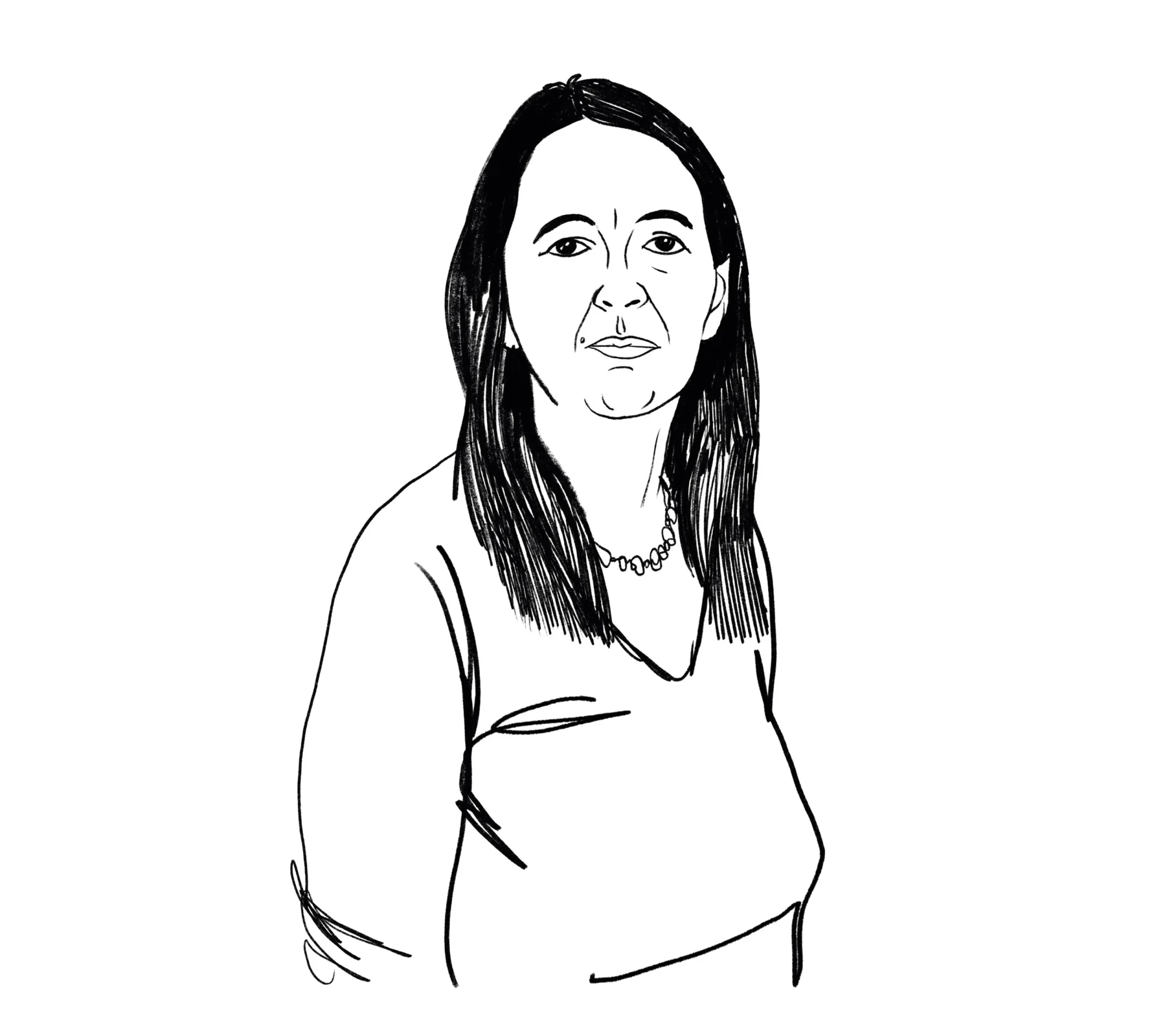 Ritratto a china di Daria Deflorian illustrato per la rivista di critica teatrale La Falena