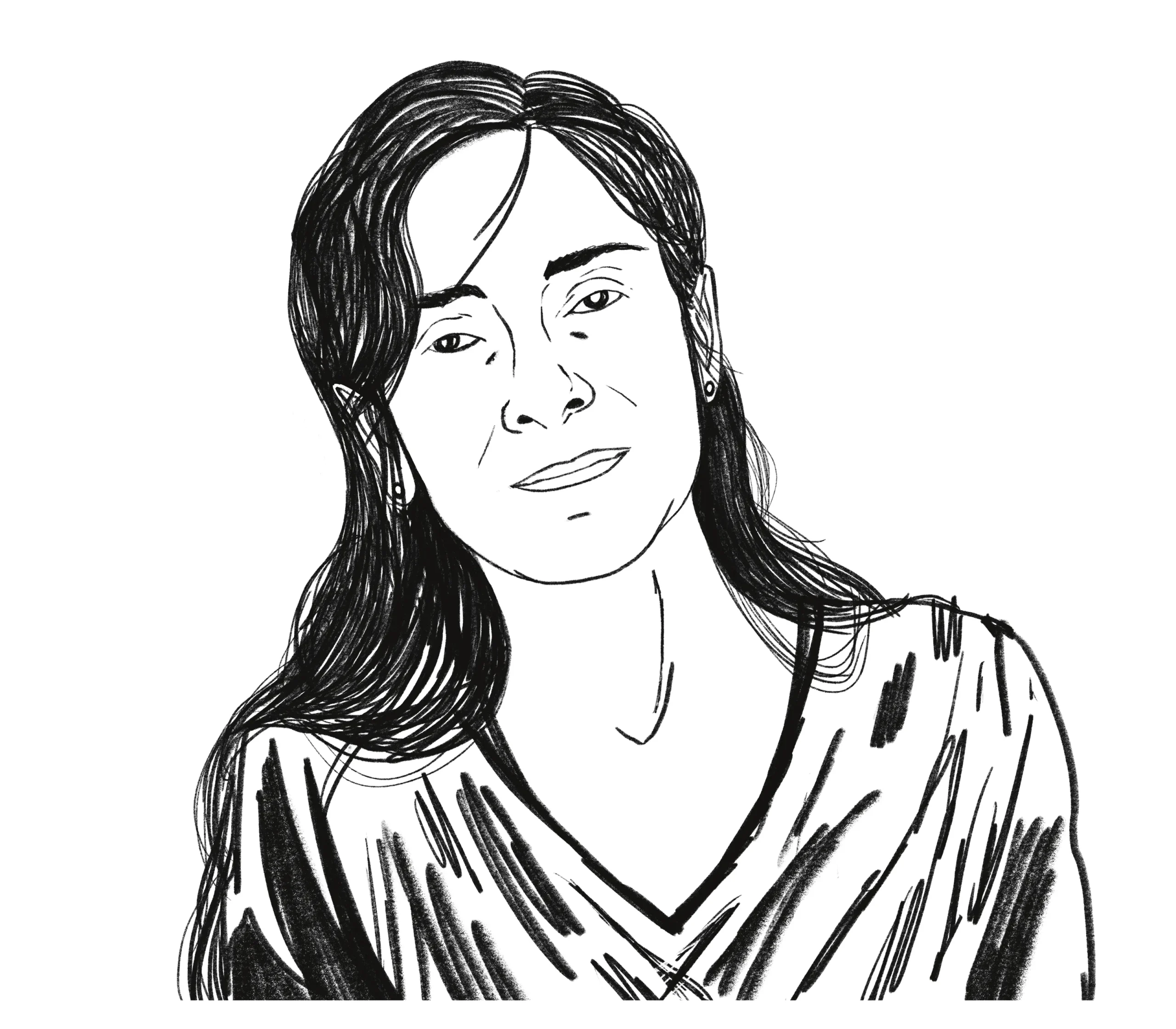 Ritratto a china di Francesca Mazza illustrato per la rivista di critica teatrale La Falena