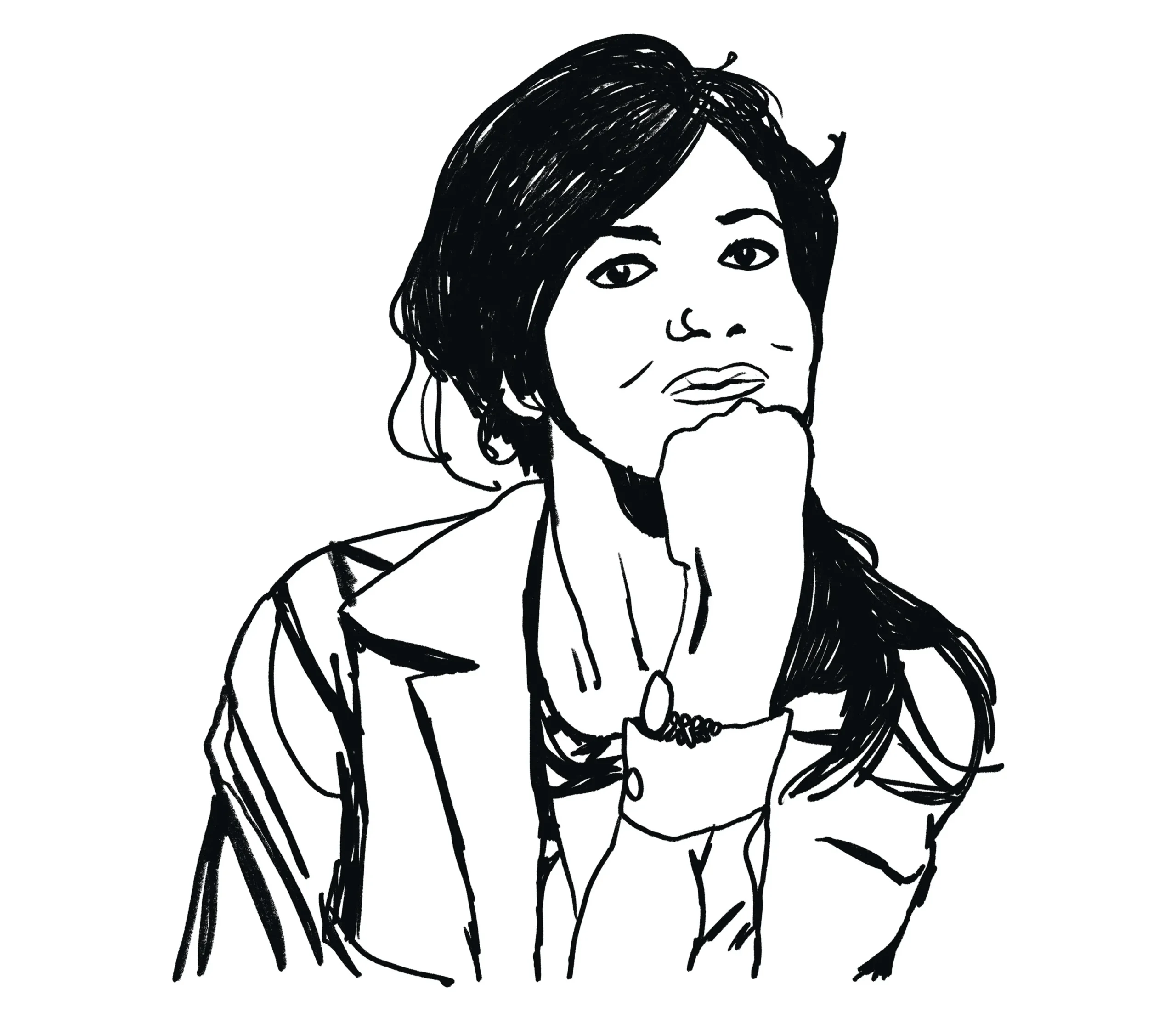 Ritratto a china di Giorgina Pi illustrato per la rivista di critica teatrale La Falena
