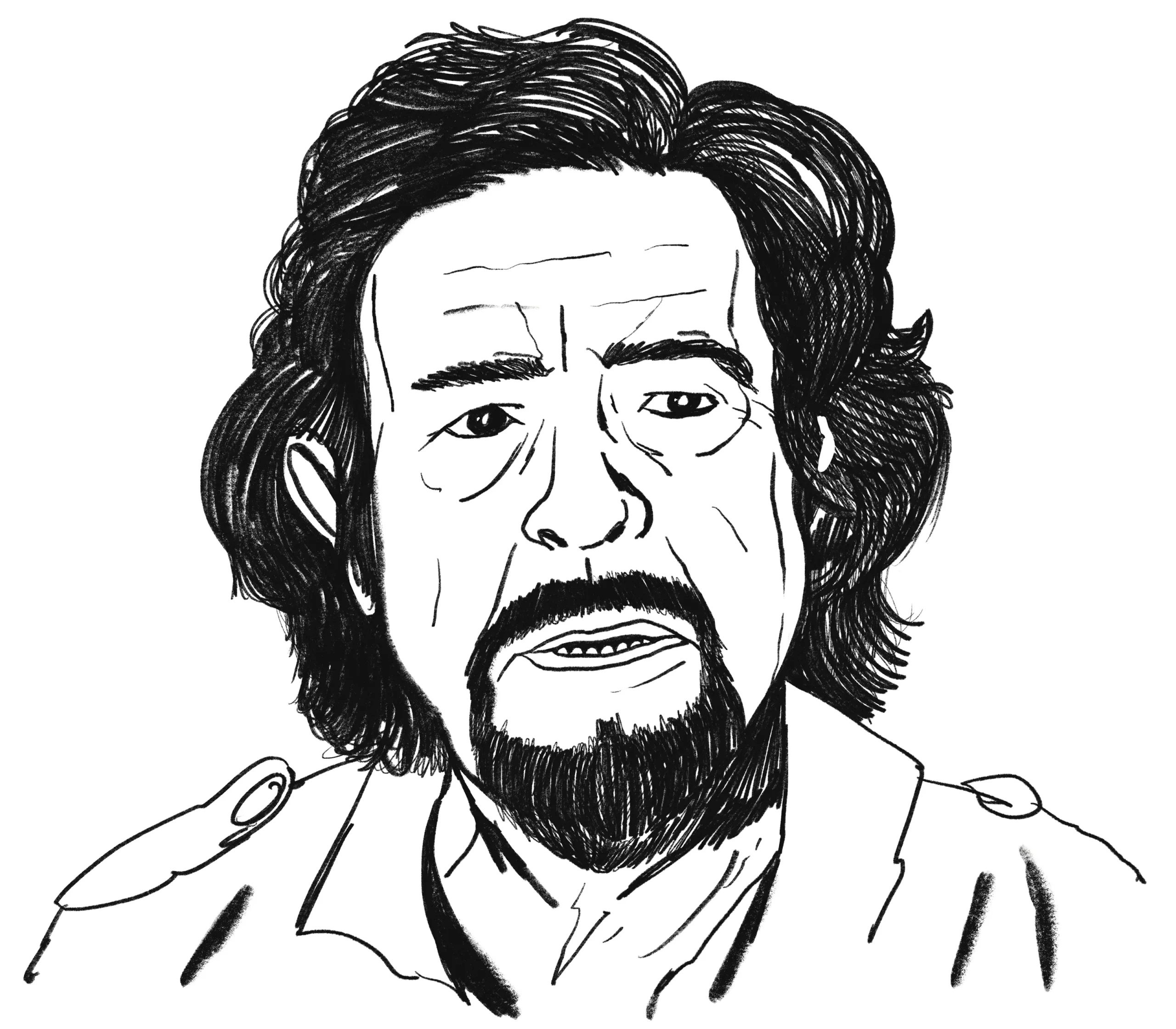 Ritratto a china di Glauco Mari illustrato per la rivista di critica teatrale La Falena