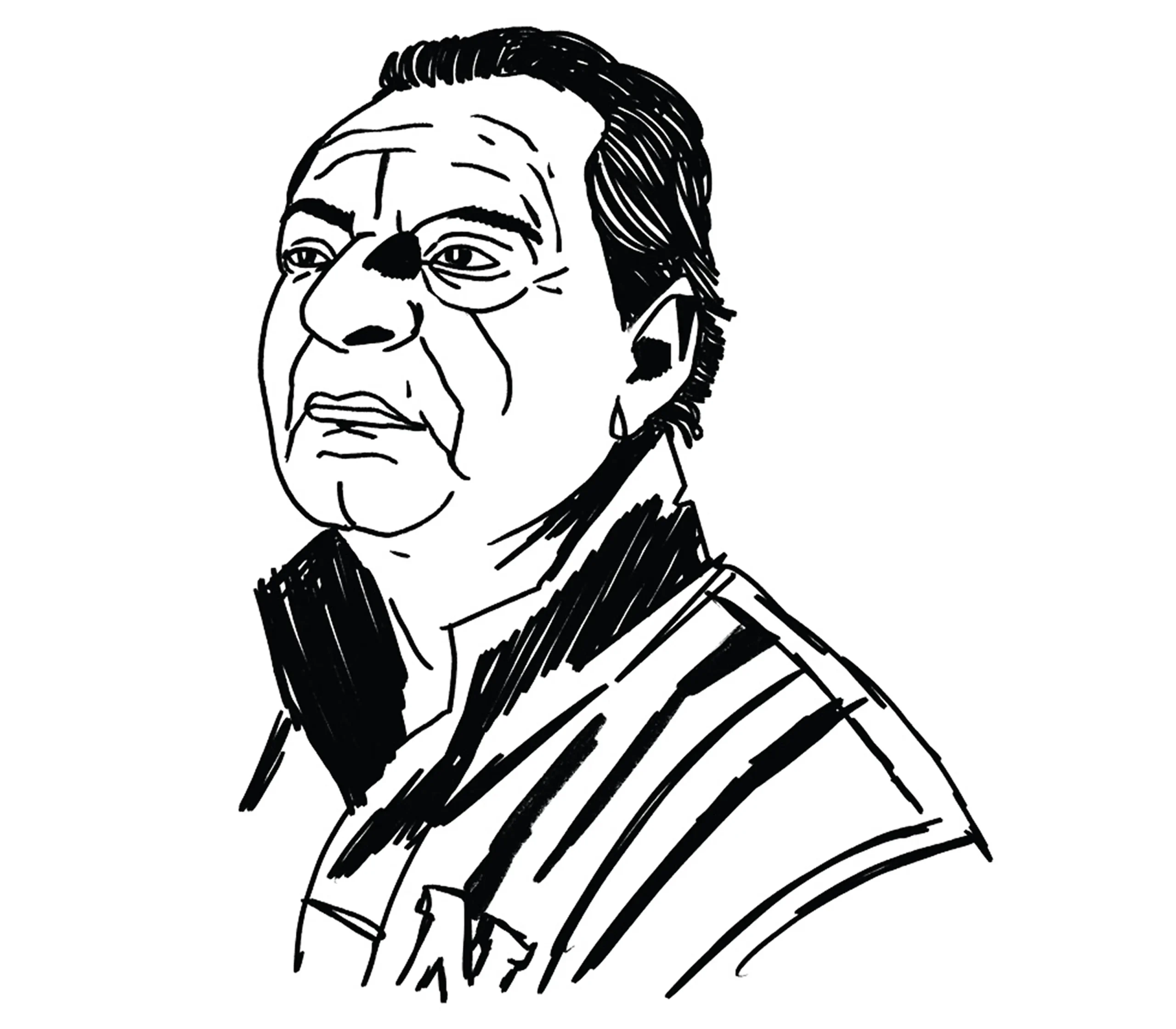 Ritratto a china di Enzo Moscato illustrato per la rivista di critica teatrale La Falena