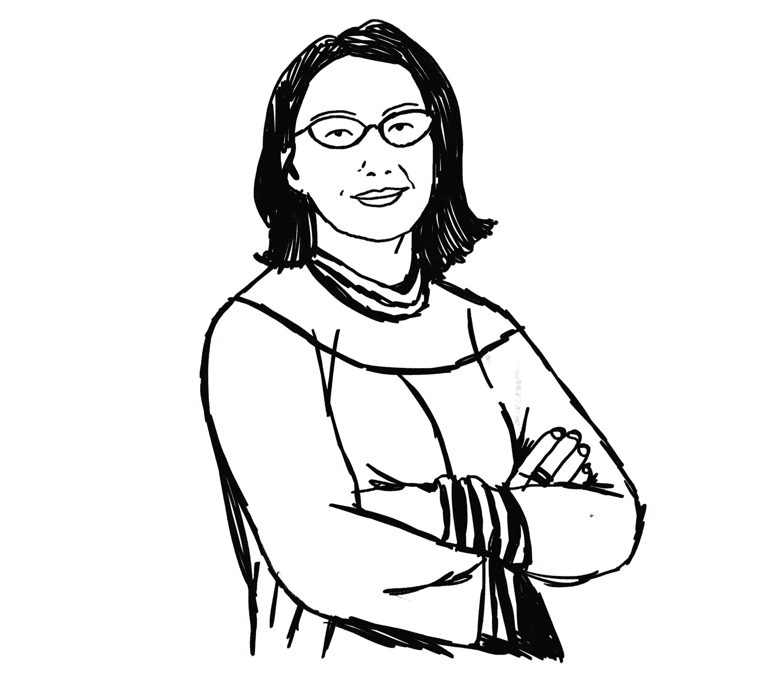 Ritratto a china di Debora Pietrobono illustrato per la rivista di critica teatrale La Falena