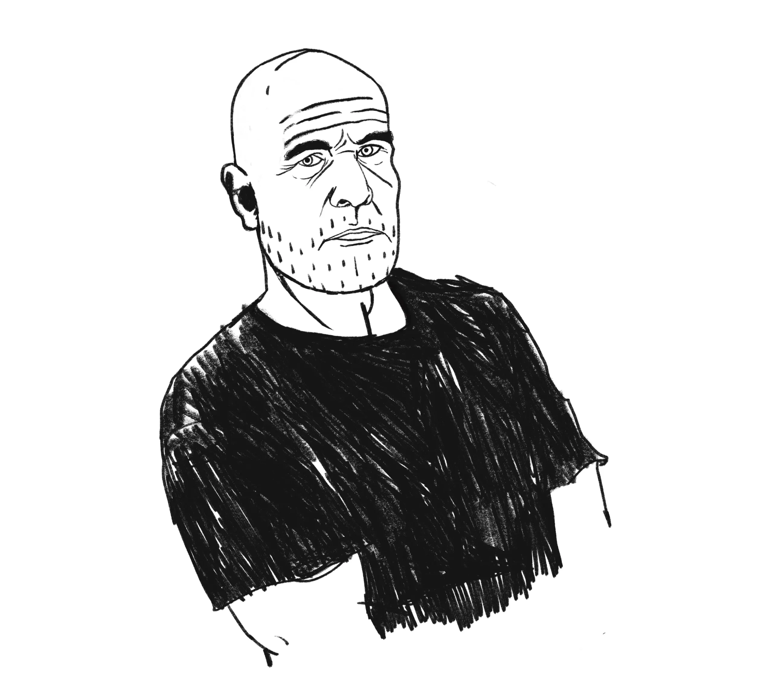 Ritratto a china di Virgilio Sieni illustrato per la rivista di critica teatrale La Falena